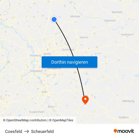 Coesfeld to Scheuerfeld map