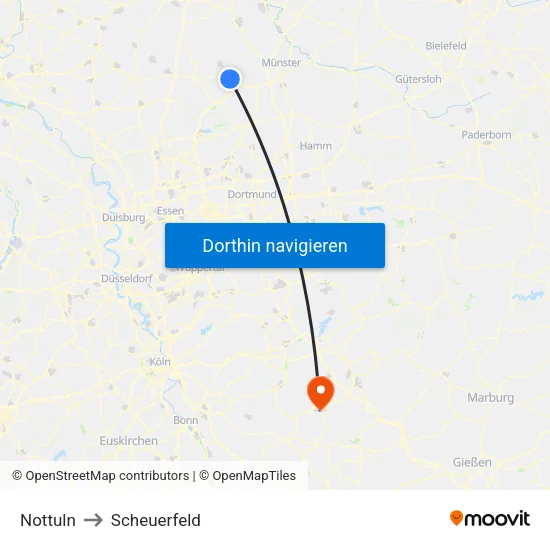 Nottuln to Scheuerfeld map
