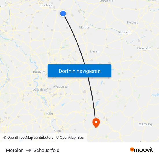 Metelen to Scheuerfeld map