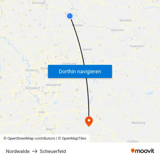 Nordwalde to Scheuerfeld map