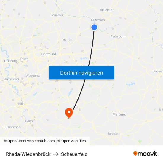 Rheda-Wiedenbrück to Scheuerfeld map