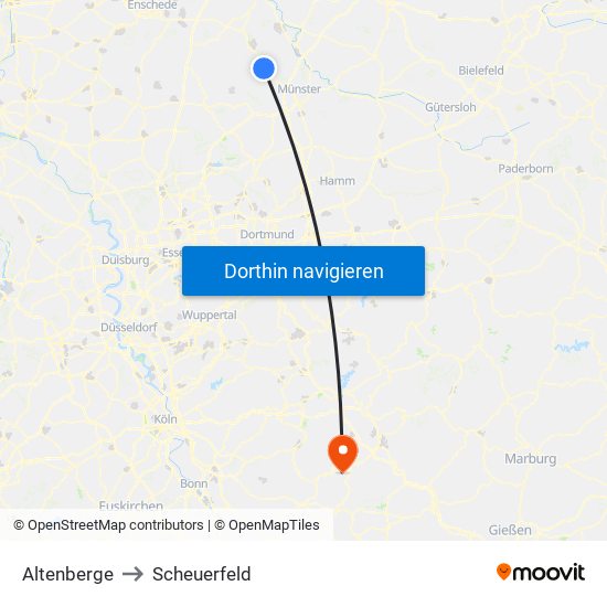 Altenberge to Scheuerfeld map