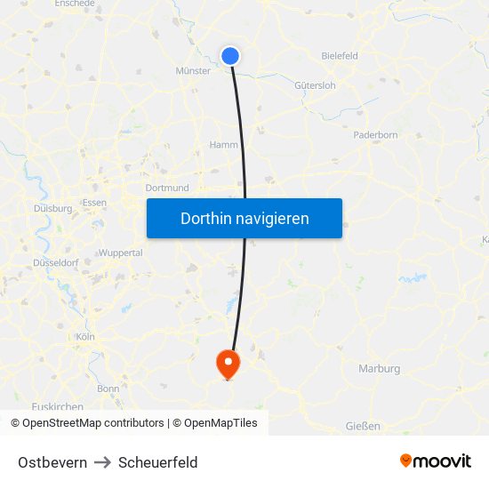 Ostbevern to Scheuerfeld map