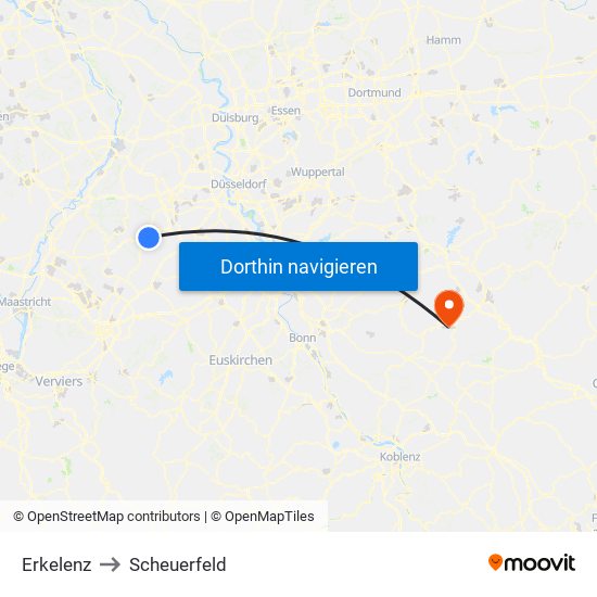 Erkelenz to Scheuerfeld map