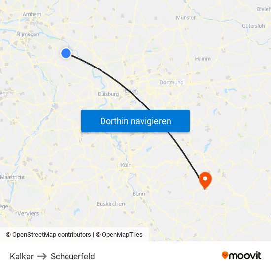 Kalkar to Scheuerfeld map