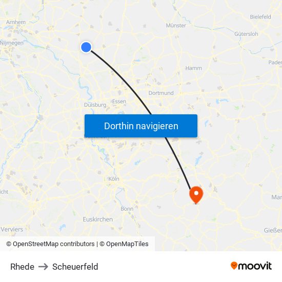 Rhede to Scheuerfeld map