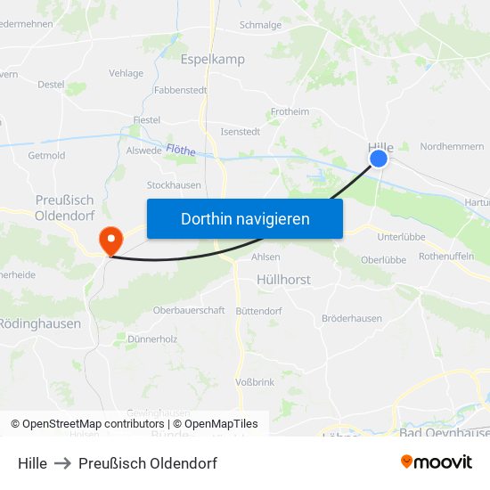 Hille to Preußisch Oldendorf map