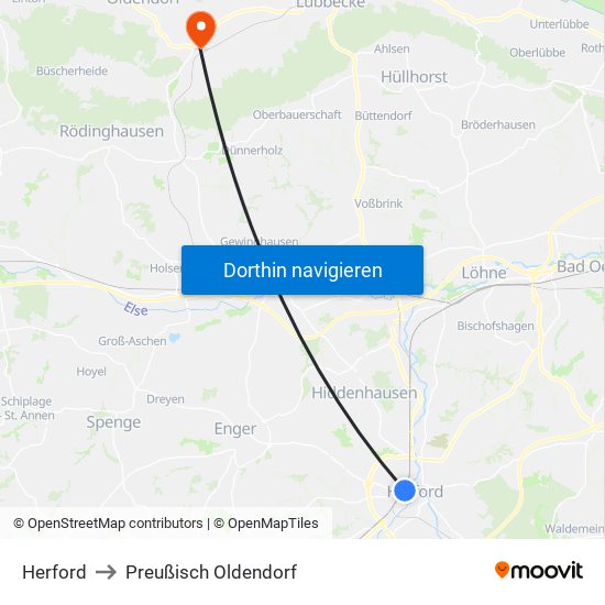 Herford to Preußisch Oldendorf map