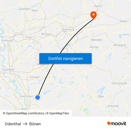 Odenthal to Bönen map