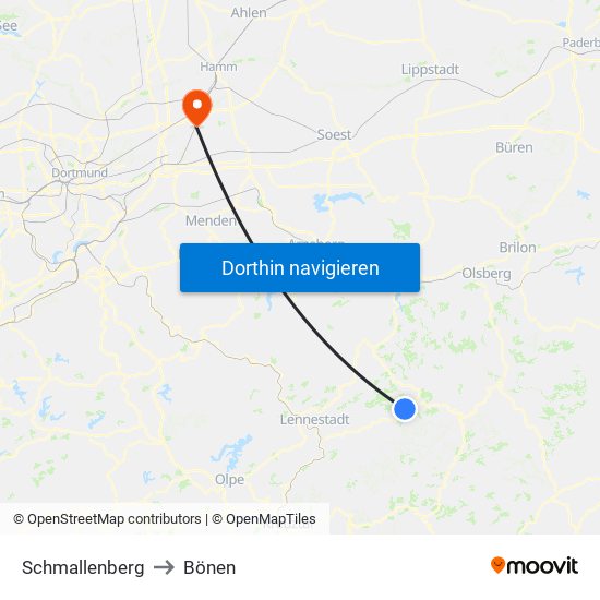 Schmallenberg to Bönen map