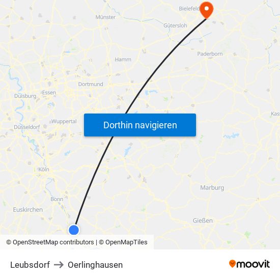 Leubsdorf to Oerlinghausen map