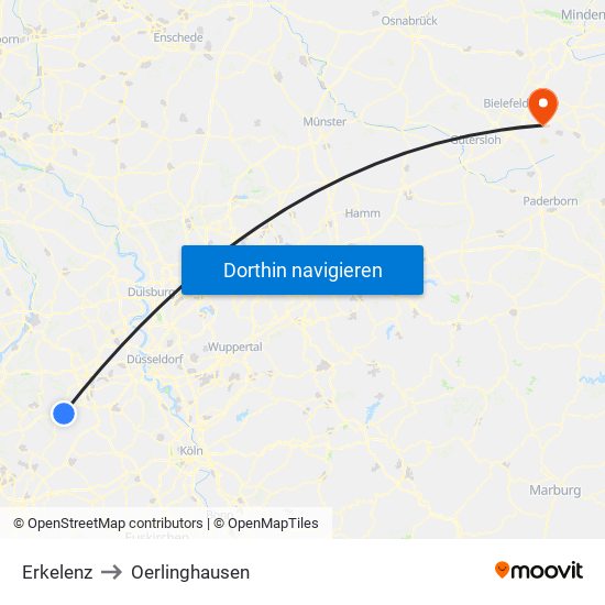 Erkelenz to Oerlinghausen map