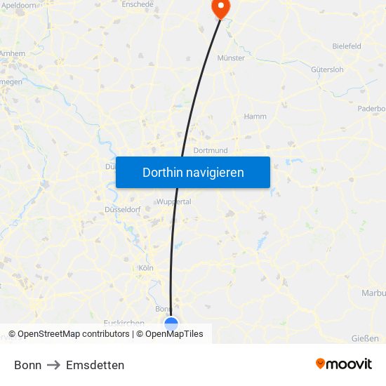 Bonn to Emsdetten map