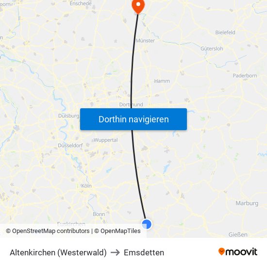 Altenkirchen (Westerwald) to Emsdetten map