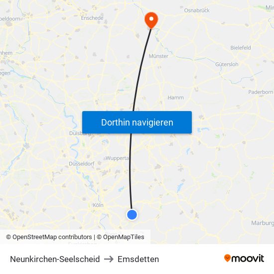 Neunkirchen-Seelscheid to Emsdetten map