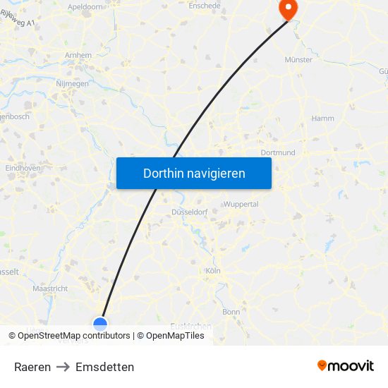Raeren to Emsdetten map