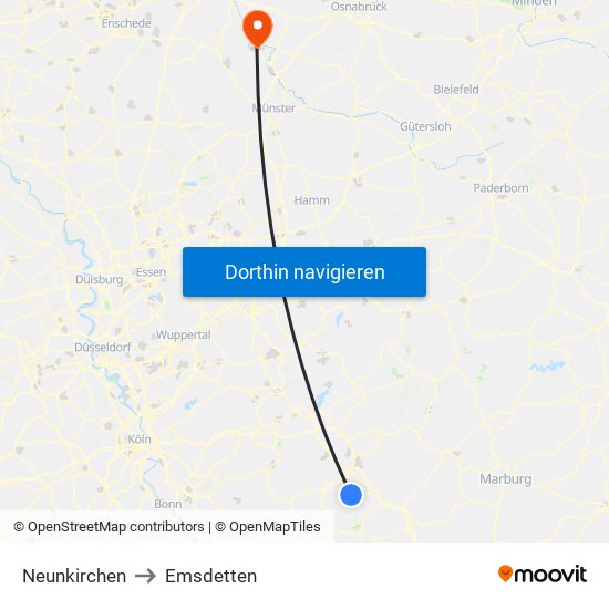 Neunkirchen to Emsdetten map