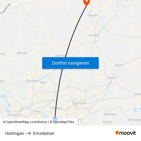 Hattingen to Emsdetten map