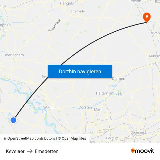 Kevelaer to Emsdetten map
