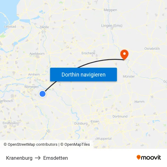Kranenburg to Emsdetten map