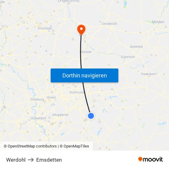 Werdohl to Emsdetten map