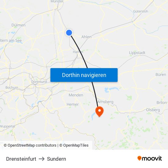 Drensteinfurt to Sundern map