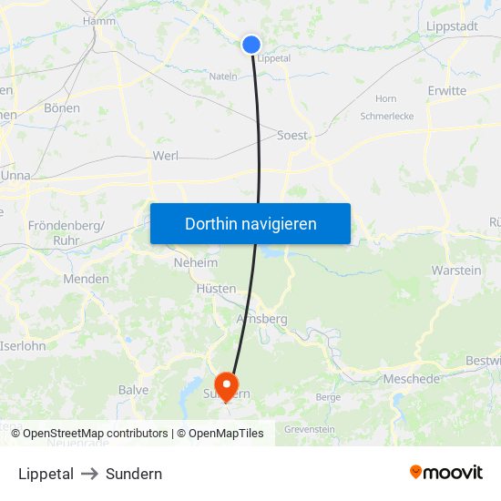 Lippetal to Sundern map