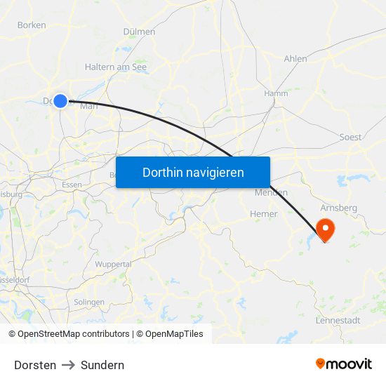 Dorsten to Sundern map