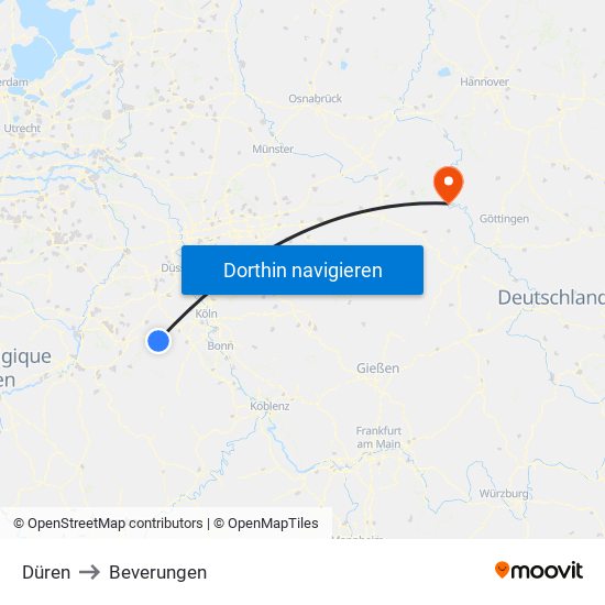 Düren to Beverungen map