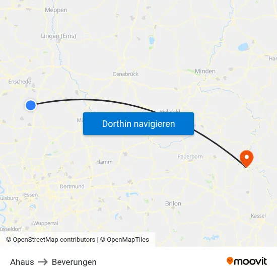 Ahaus to Beverungen map