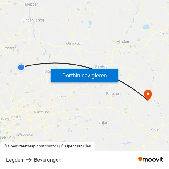 Legden to Beverungen map