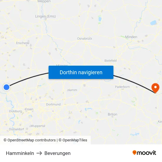 Hamminkeln to Beverungen map
