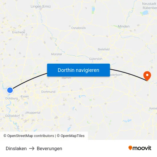 Dinslaken to Beverungen map