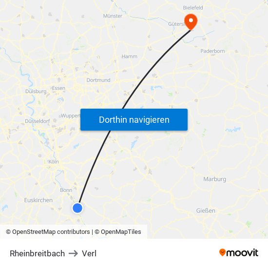 Rheinbreitbach to Verl map