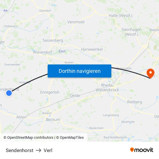 Sendenhorst to Verl map