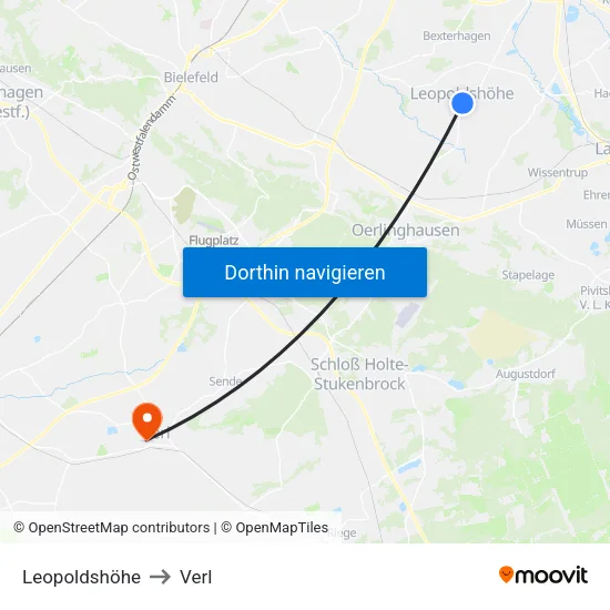 Leopoldshöhe to Verl map