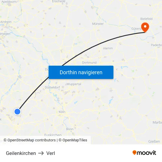 Geilenkirchen to Verl map