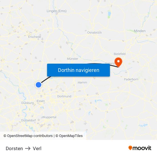 Dorsten to Verl map