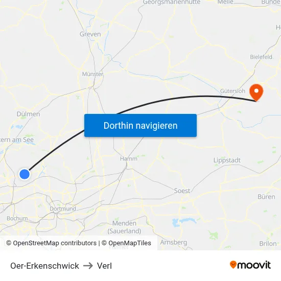 Oer-Erkenschwick to Verl map
