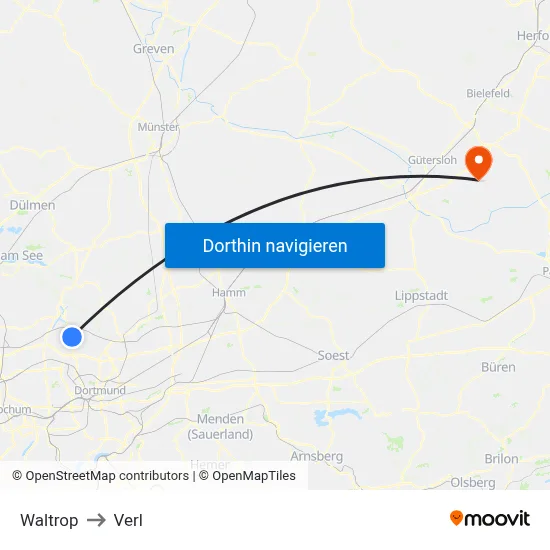 Waltrop to Verl map