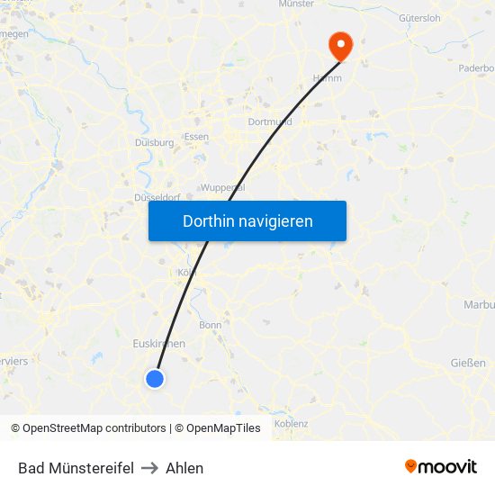 Bad Münstereifel to Ahlen map