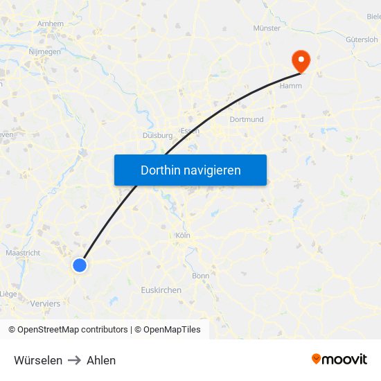 Würselen to Ahlen map