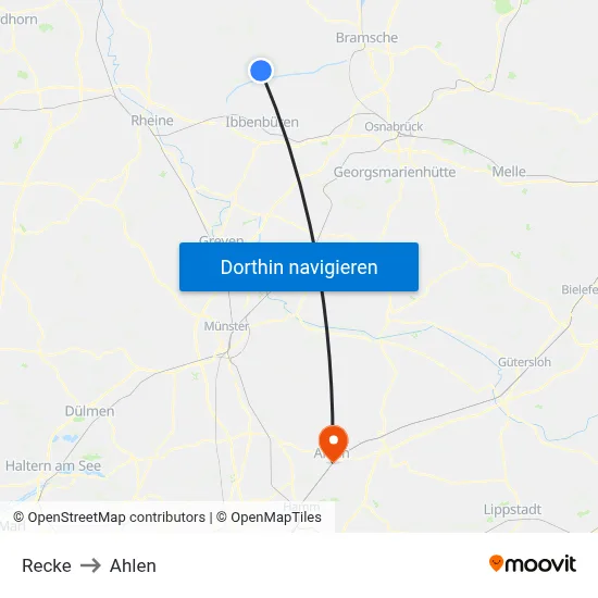 Recke to Ahlen map