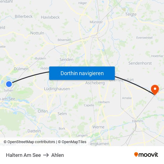 Haltern Am See to Ahlen map