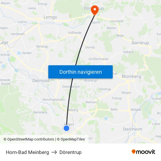 Horn-Bad Meinberg to Dörentrup map