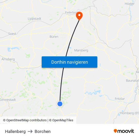 Hallenberg to Borchen map