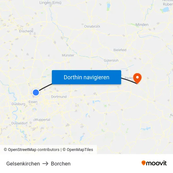 Gelsenkirchen to Borchen map