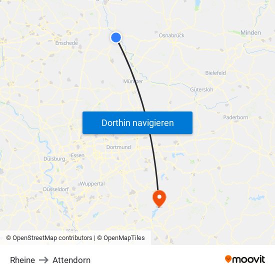 Rheine to Attendorn map