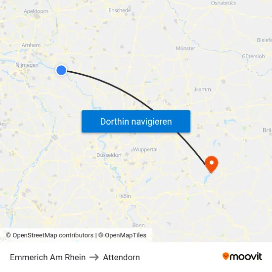 Emmerich Am Rhein to Attendorn map