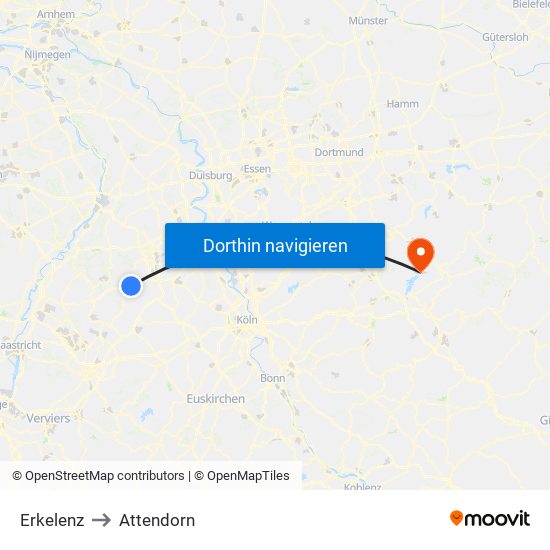 Erkelenz to Attendorn map
